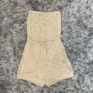 Klesis Cream Knit Strapless Romper